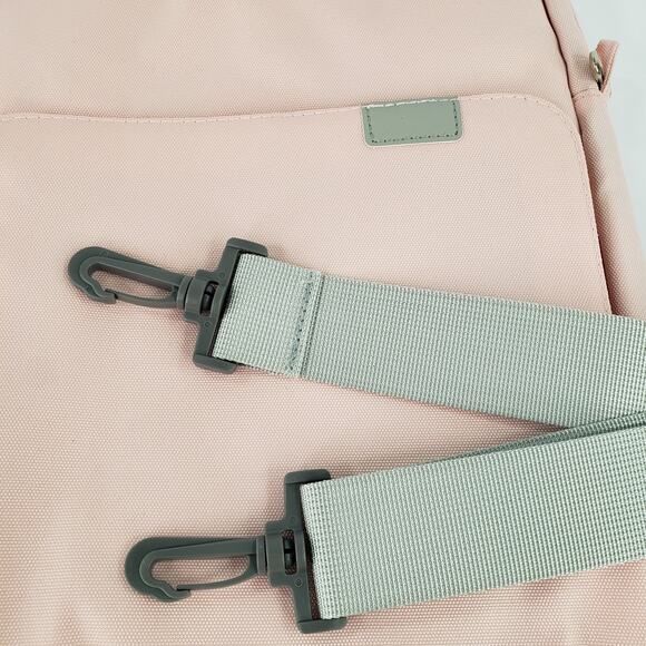 Tablet iPad Crossbody Carrying Case Bag Light Pink Softsided Canvas Zip Closures - Picture 6 of 7